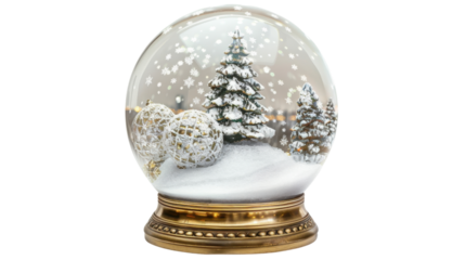 Snow globe decorative Christmas isolated on white background