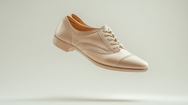 A pair of ballet shoes floating lightly in the air  447 shoe, leather, shoes, fashion, footwear, brown, pair, black, foot, clothing, boot, men, shiny, boots, style, wear, new, business, elegant, dress