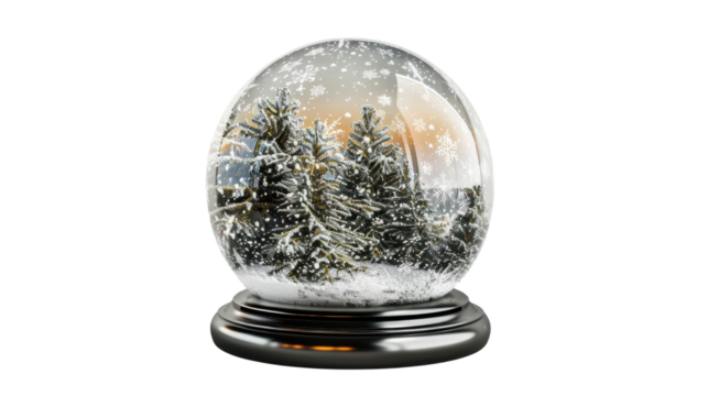 Snow globe decorative Christmas isolated on white background