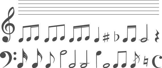Music notes icon set