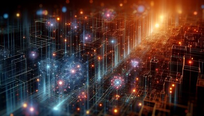 Cyber big data flow blockchain data network line