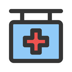 Obraz premium hospital sign outline fill icon
