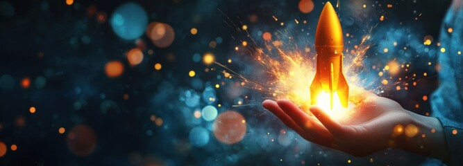 Golden Rocket Launching from Hand