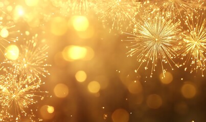 Fototapeta premium New Year background with gold fireworks, Generative AI