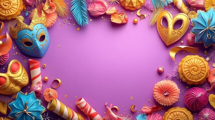 Purim style wallpaper light purple background with  88 frame, border, decoration, christmas, design, color, art, circle, flower, holiday, colorful, 3d, illustration, framework, shape, celebration, car