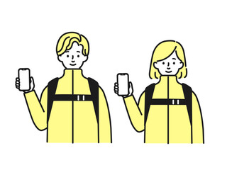 スマホを使う人イラスト素材