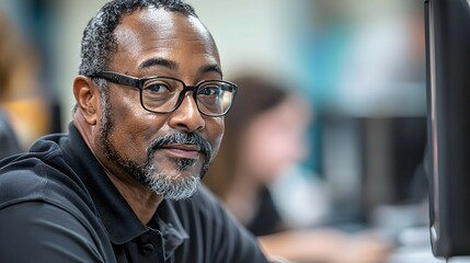Obraz premium Portrait of a Confident African American Man with Glasses