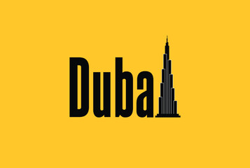 Dubai. Dubai city flat vector logo design with iconic place.