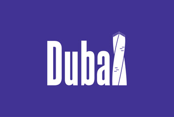 Dubai. Dubai city flat vector logo design with iconic place.