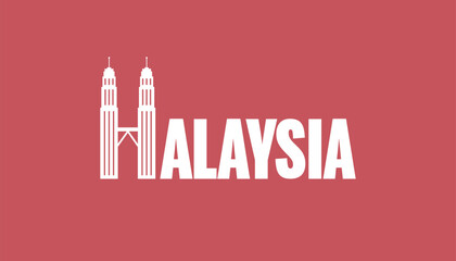 Malaysia. Malaysia country flat vector logo design with iconic place.
