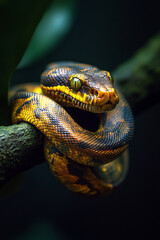 Fototapeta premium Snake coiled up on a branch