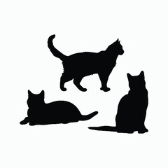 Obraz premium American Shorthair Cat Silhouette Vector Set Animals Illustration Template
