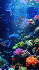 Fototapeta premium Underwater coral reef teeming with marine life
