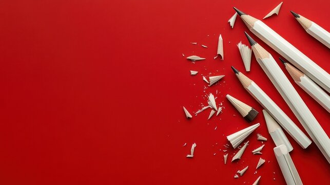 White Pencils on a Red Background