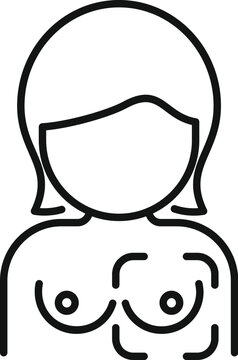 recommend clip art: Woman showing breast cancer symptoms icon, outline style