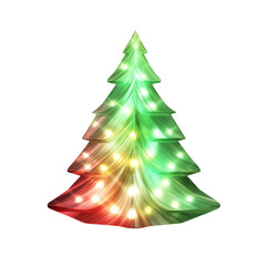 Beautiful glowing Christmas tree with colorful lights, perfect for holiday decorations and festive designs.