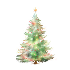 Beautifully decorated Christmas tree with colorful lights and ornaments. Perfect for holiday season designs and festive themes.