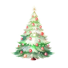 Beautifully decorated Christmas tree with colorful ornaments and a golden star, perfect for festive holiday celebrations and seasonal decorations.