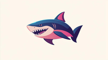 Fototapeta premium A sleek, modern shark head logo design with a clownish twist, perfect for a fun and vibrant brand identity.