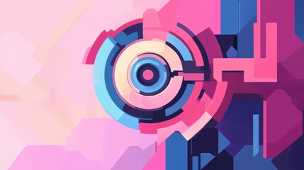 Explore a vibrant digital abstract that embodies the future of technology and cybersecurity in a cartoonish style.