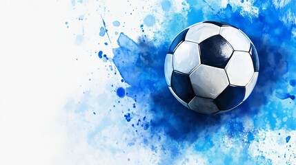 Vibrant Soccer Ball Surrounded By Artistic Blue Splash