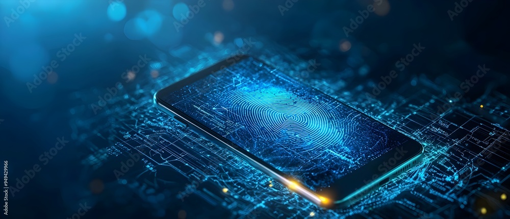 Poster secure digital wallet with biometric authentication for advanced mobile finance security photography
