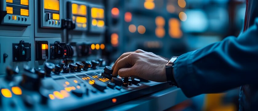 Turbine Control Systems Monitoring and Management by Wind Farm Engineers in a Documentary Photography Setting Showcasing the Technology and Processes Involved in Renewable Energy