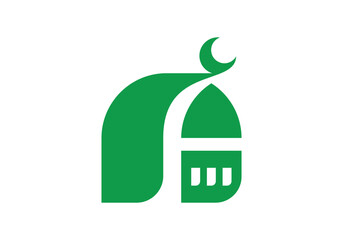 Modern Green Islamic Mosque logo icon.