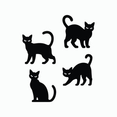 American Shorthair Cat Silhouette Vector Set Animals Illustration Template
