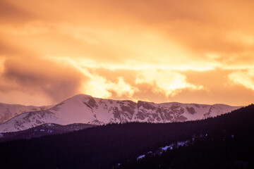 Sky alight with color in the colorado rocky mountains