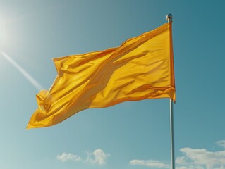 Yellow Flag Flying in Wind