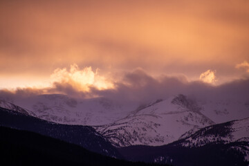 Sky alight with color in the colorado rocky mountains