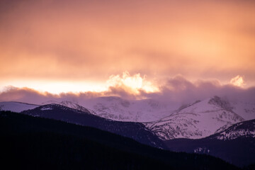 Sky alight with color in the colorado rocky mountains