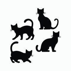 Obraz premium American Shorthair Cat Silhouette Vector Set Animals Illustration Template