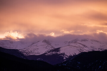 Sky alight with color in the colorado rocky mountains
