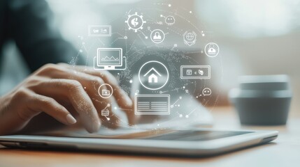 Digital Transformation Concept  Business Technology  Digital Marketing  Hands Using Tablet  Innovative Solutions  Digital Strategy  Cloud Computing  T