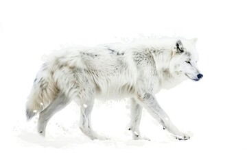Obraz premium White wolf in snowy landscape