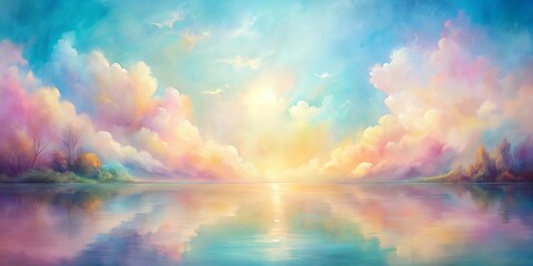 Obraz premium Dreamy abstract painting with soft pastel colors, evoking serenity and tranquility