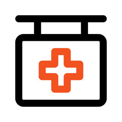 Obraz premium hospital sign outline color icon
