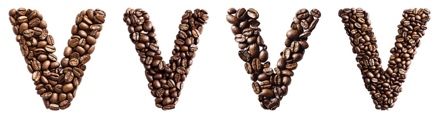 Naklejka premium Alphabet letter V Coffee beans, PNG set