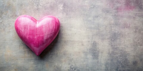 Fototapeta premium Whimsical pink heart on textured background, symbolizing love, creativity, joy, and tranquility