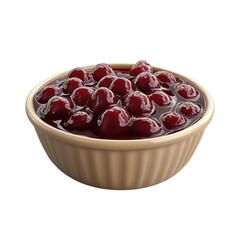 Bowl of sweet and tangy cherry compote, perfect as a dessert topping or side dish, presented in a beige ceramic bowl.