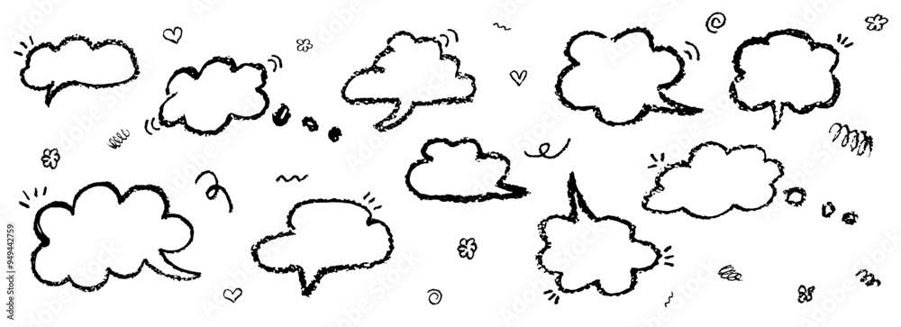 Wall mural set of speech bubbles in the form of clouds sky. comic frame templates for dialogues. collection of 