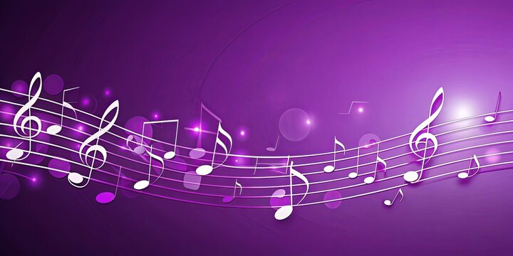 Musical notes on purple background with additional musical notes on the sides