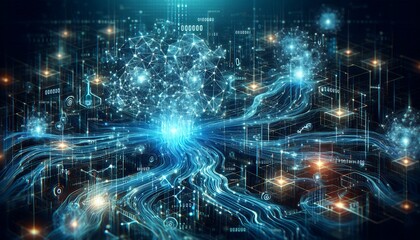 Cyber big data flow blockchain data network line