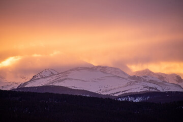 Sky alight with color in the colorado rocky mountains