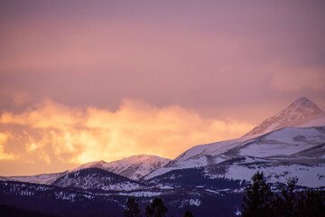 Sky alight with color in the colorado rocky mountains