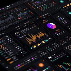Obraz premium Digital Interface with Data Visualization Charts and Graphs