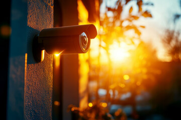 in the night on CCTV Security Camera, Protect your home from thieves. Security video surveillance system concept.