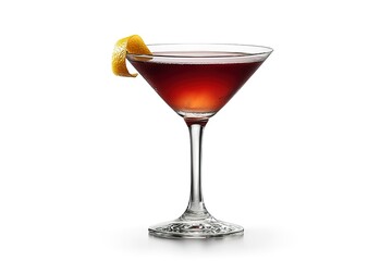 A martini glass with a slice of lemon in it